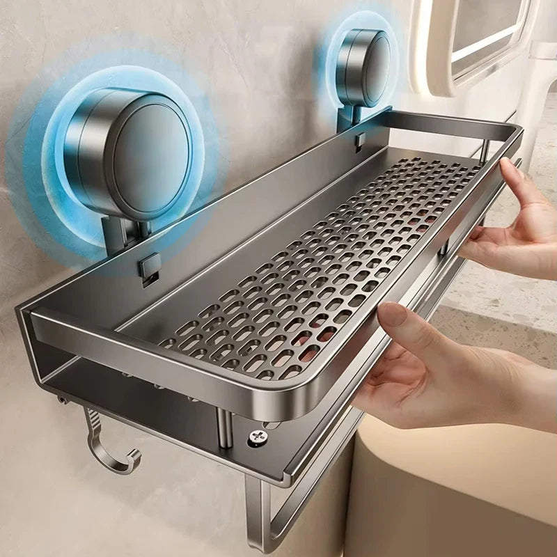 Suction Cup Bathroom Shelf – Drill-Free Wall Mounting in 3 Sizes
