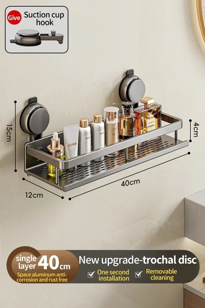 Bathroom shelf with suction cup – No drilling required