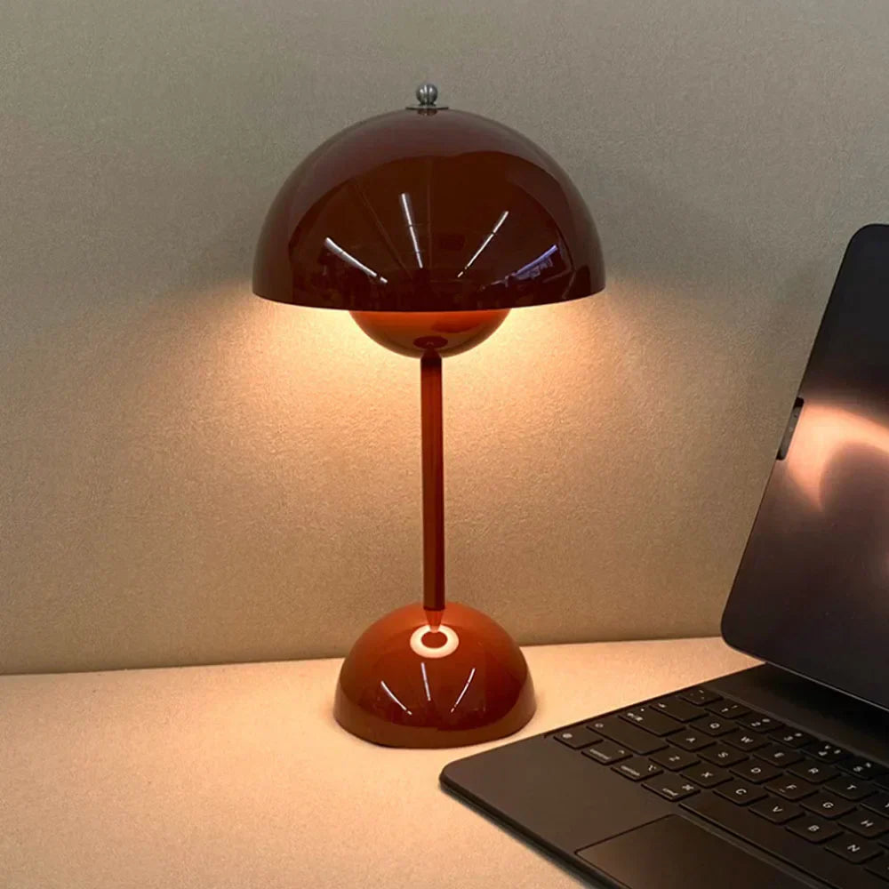 Dimmable LED Table Lamp with Battery – Mushroom Shape Design