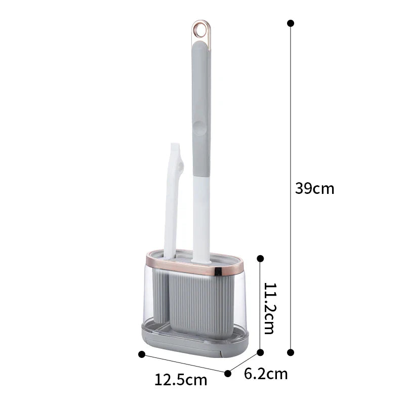 Silicone Toilet Brush Set with Wall Mount & Drain Cleaner