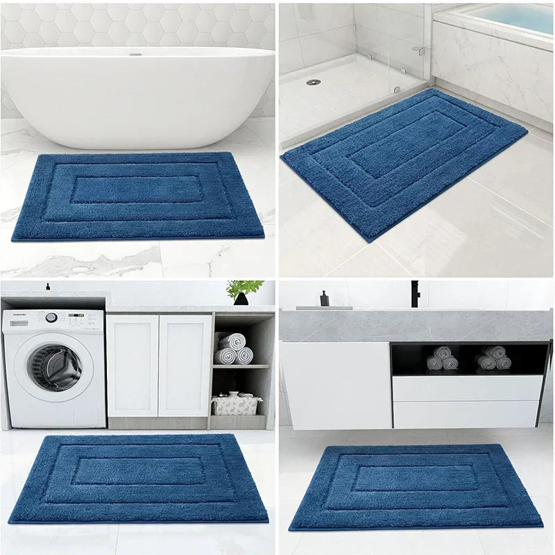 Microfiber bath mat non-slip with double frame structure