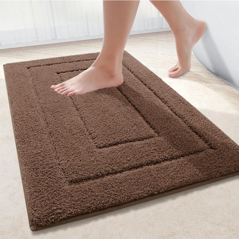 Microfiber bath mat non-slip with double frame structure