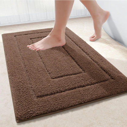 Microfiber bath mat non-slip with double frame structure