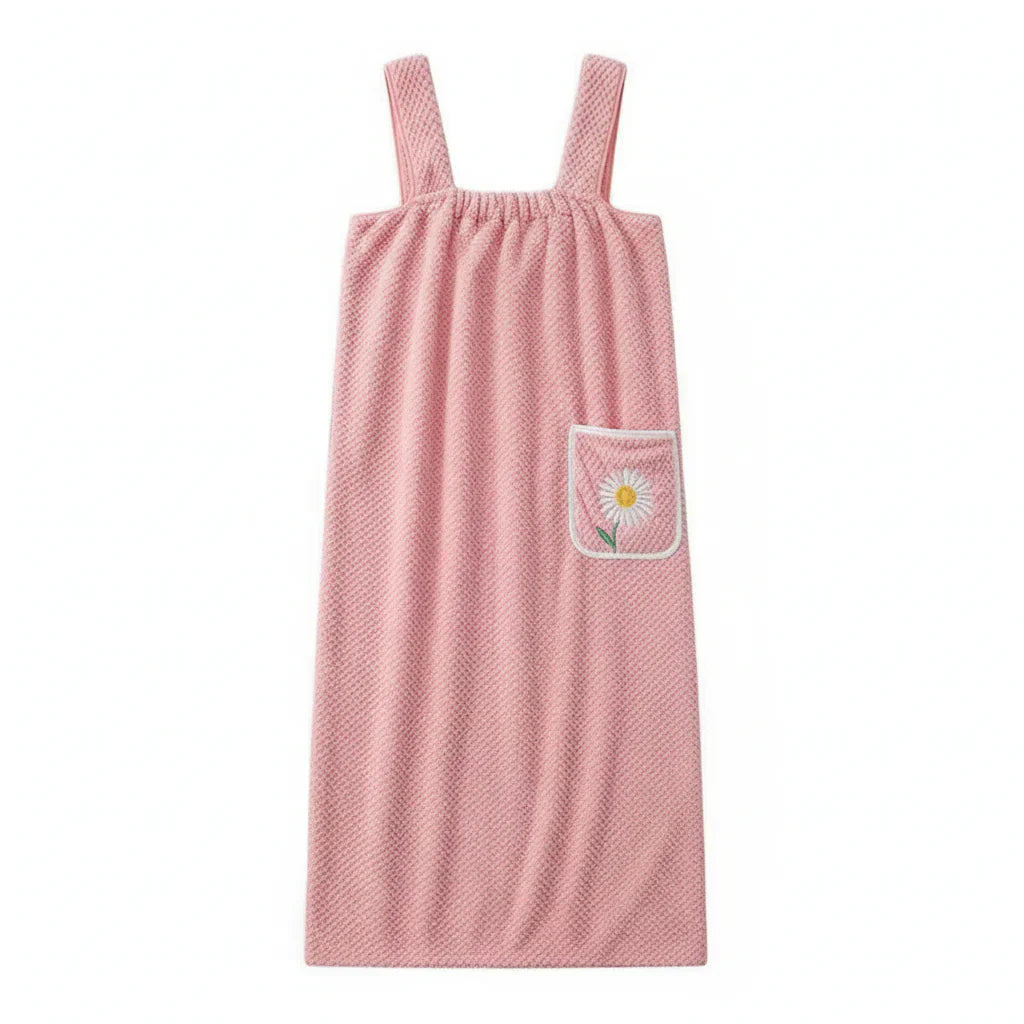 Wearable bath towel with straps
