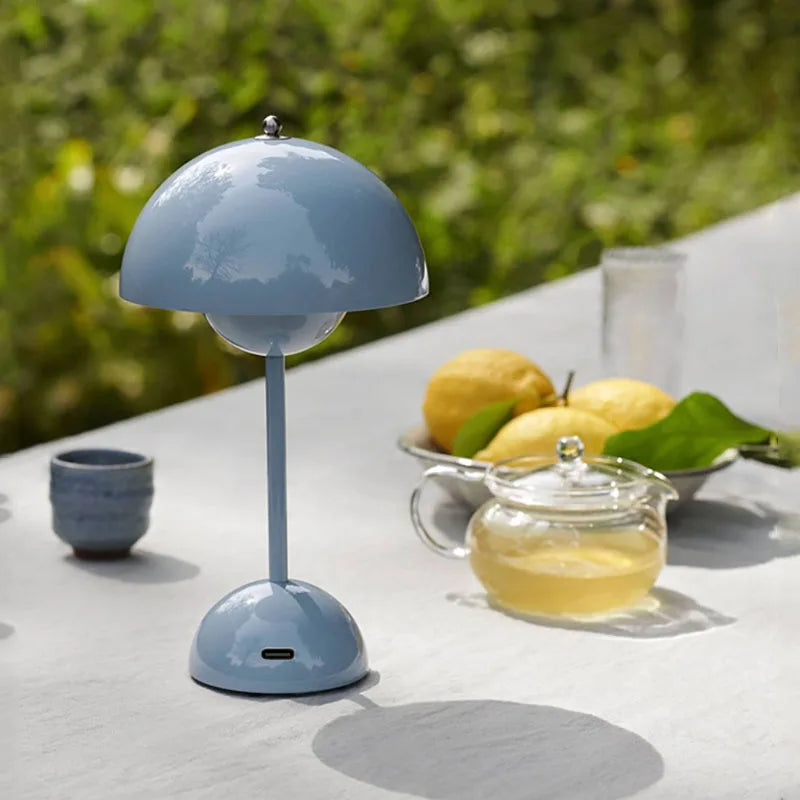 Dimmable LED Table Lamp with Battery – Mushroom Shape Design