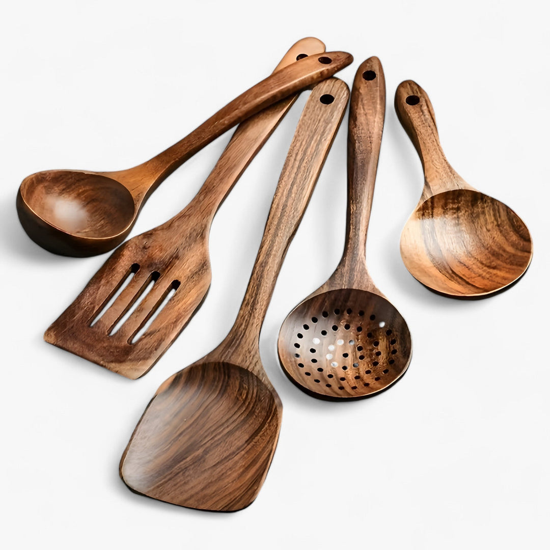 Wooden Kitchen Utensil Set – 11 Pieces with Whisk