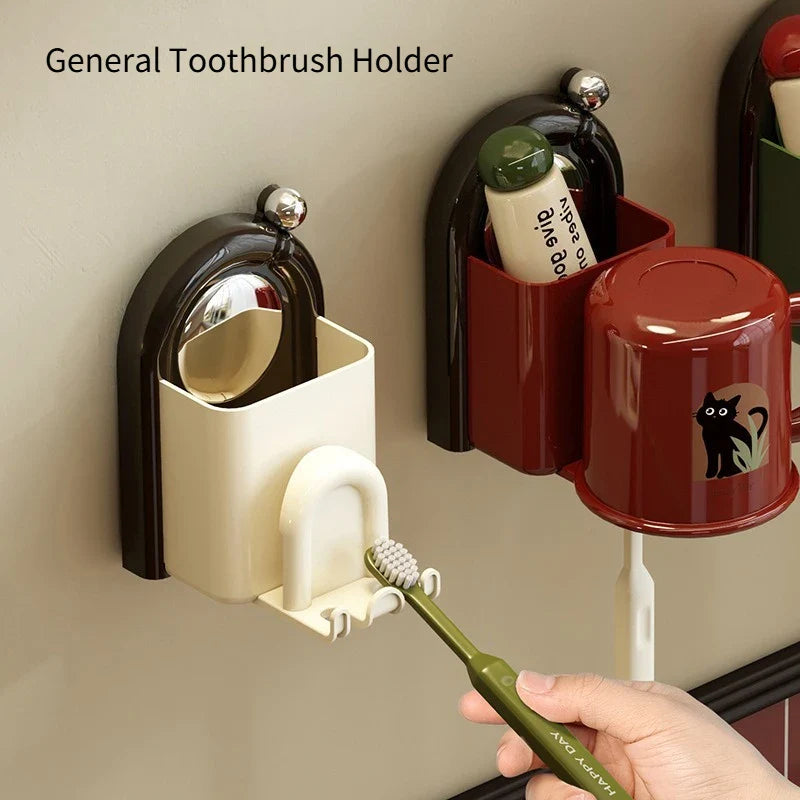 Toothbrush holder with cup – wall mount without drilling