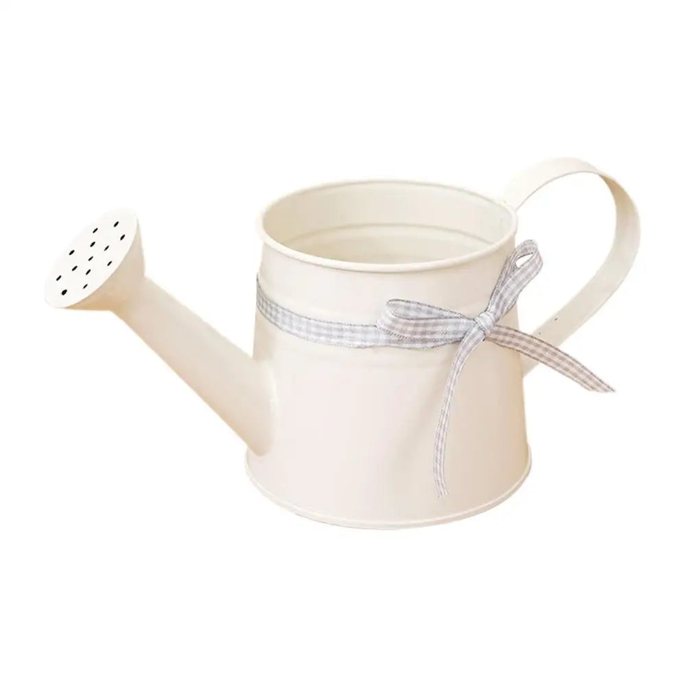 Metal watering can with ribbon bow – Garden & Home Decor