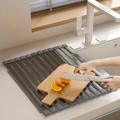 Roll-up Drain Shelf for the Sink – Space-Saving and Rollable