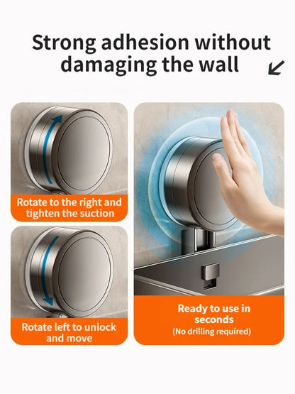 Suction Cup Bathroom Shelf – Drill-Free Wall Mounting in 3 Sizes