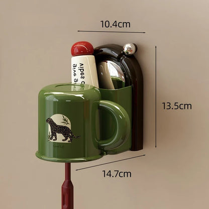 Toothbrush holder with cup – wall mount without drilling