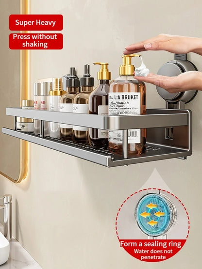 Bathroom shelf with suction cup – No drilling required