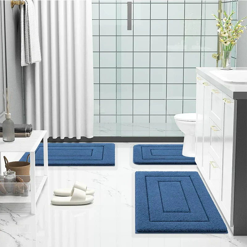 Microfiber bath mat non-slip with double frame structure