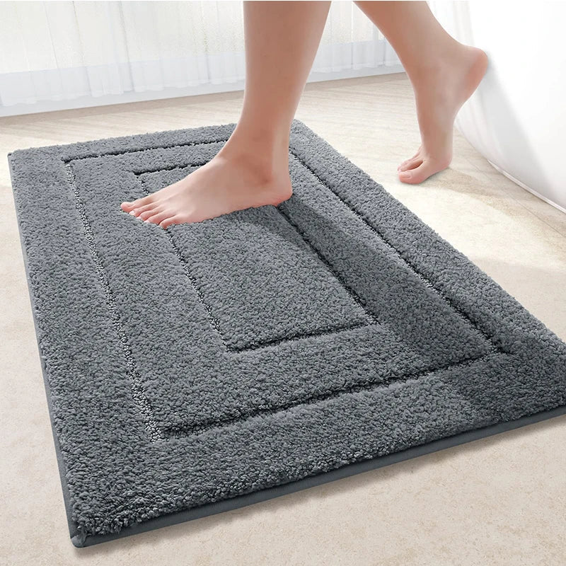 Microfiber bath mat non-slip with double frame structure