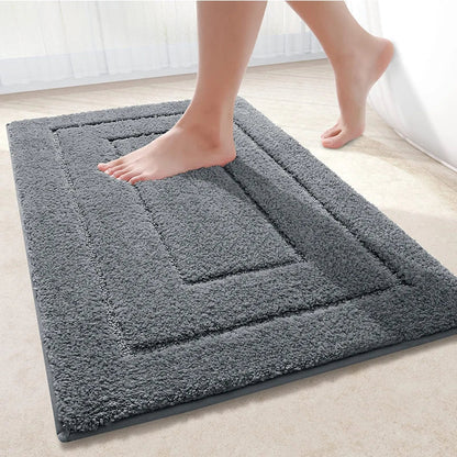Microfiber bath mat non-slip with double frame structure