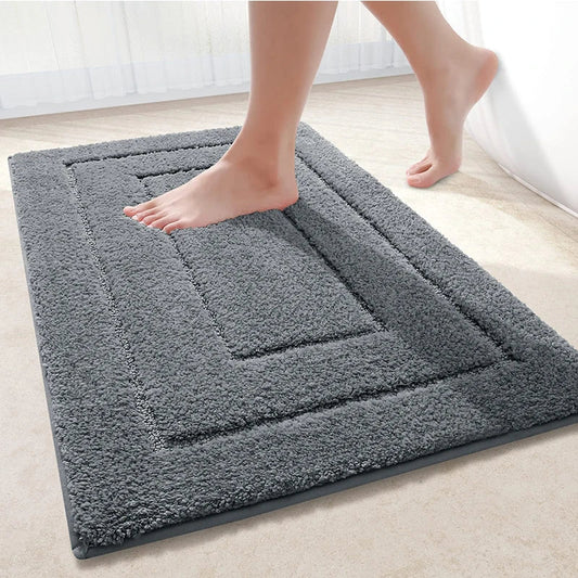 Microfiber bath mat non-slip with double frame structure