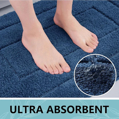Microfiber bath mat non-slip with double frame structure