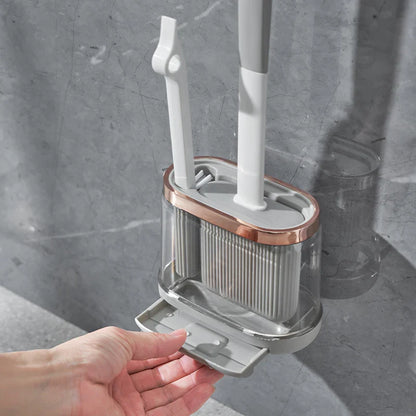Silicone Toilet Brush Set with Wall Mount & Drain Cleaner