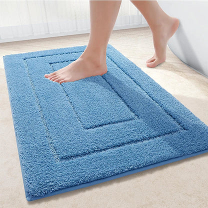 Microfiber bath mat non-slip with double frame structure
