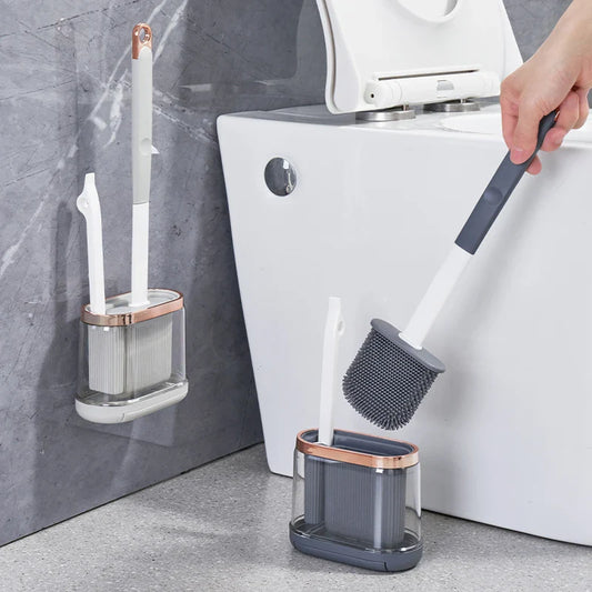 Silicone Toilet Brush Set with Wall Mount & Drain Cleaner