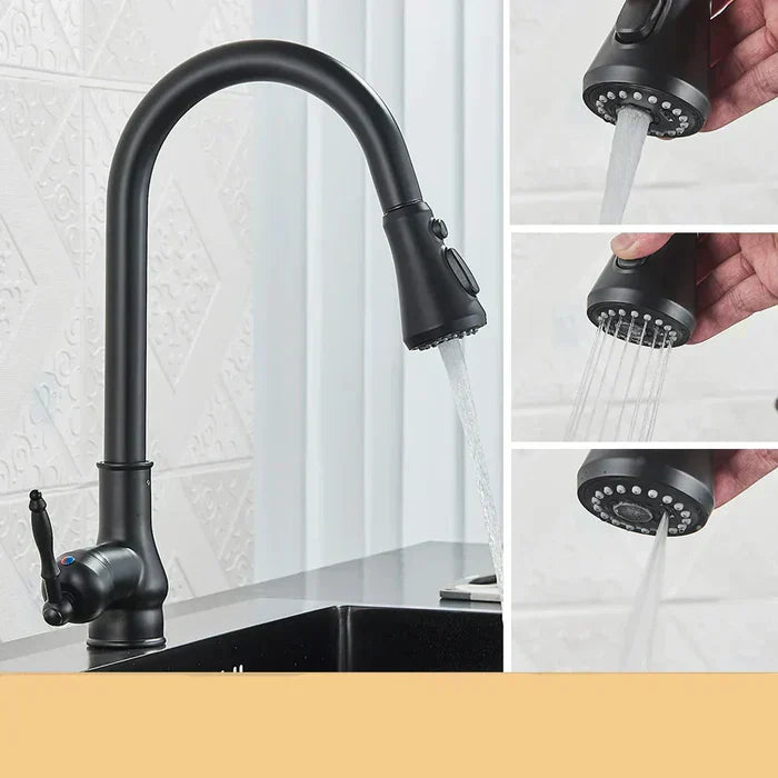 Kitchen faucet with swivel spout – Antique brass finish