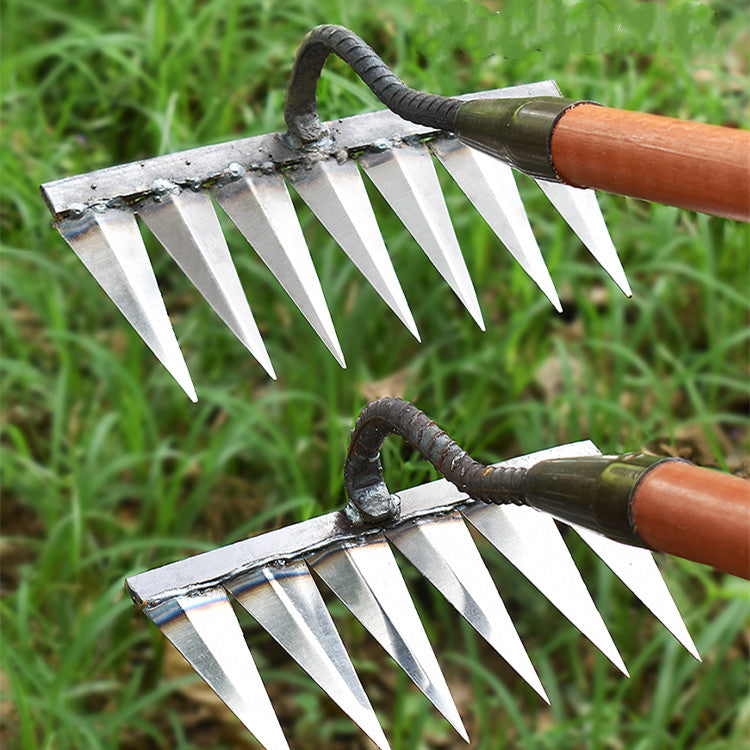 Carbon Steel Garden Hoe – Sharp Tines for Weeding and Soil Loosening