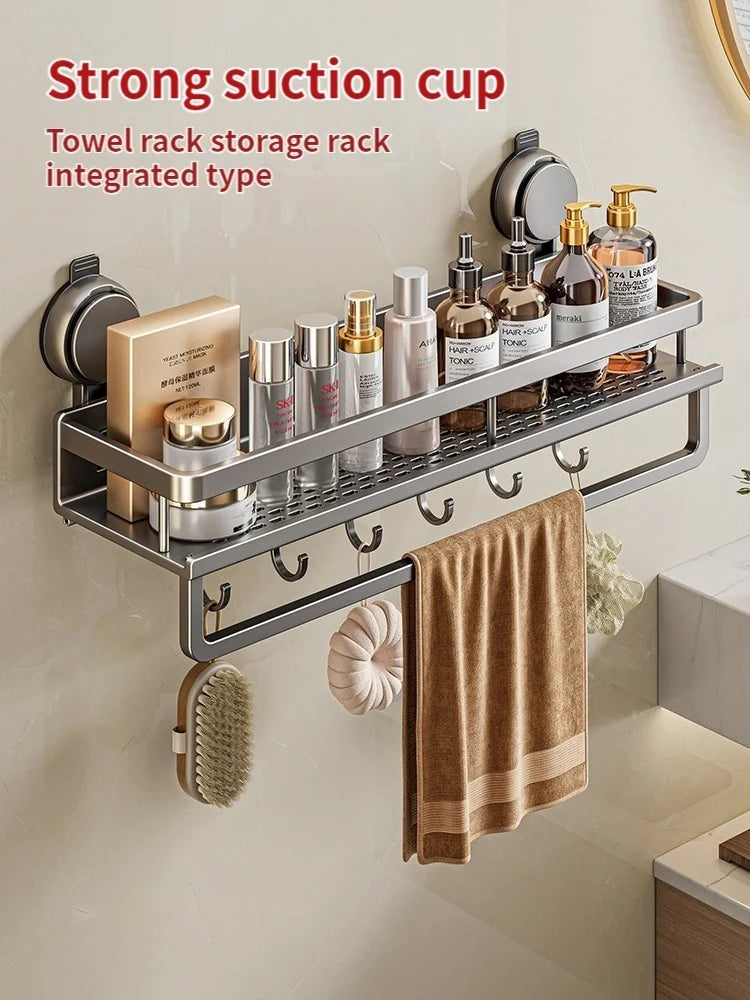 Bathroom shelf with suction cup – No drilling required