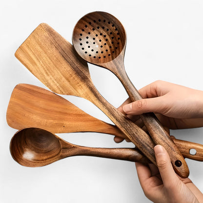 Wooden Kitchen Utensil Set – 11 Pieces with Whisk
