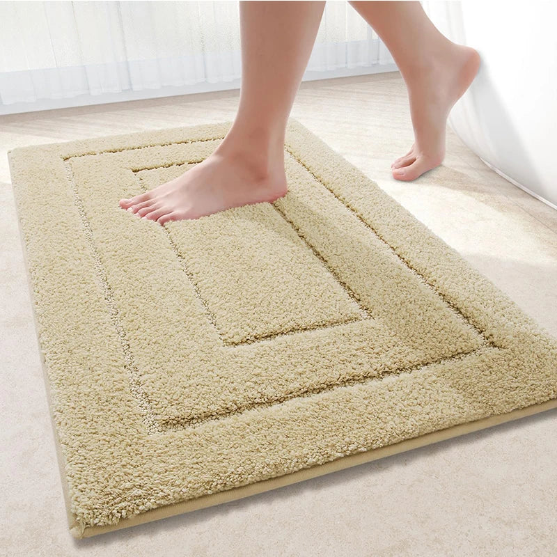 Microfiber bath mat non-slip with double frame structure
