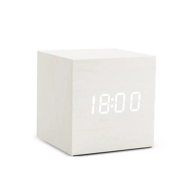 Wooden LED Alarm Clock with Temperature Display and Sound Activation
