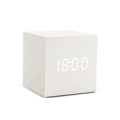 Wooden LED Alarm Clock with Temperature Display and Sound Activation