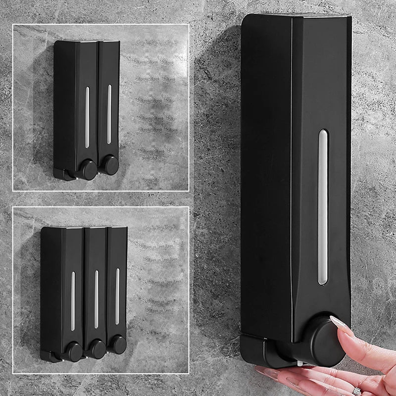Wall-mounted soap dispenser with 1-3 chambers and 500ml capacity