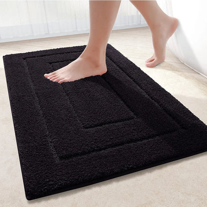 Microfiber bath mat non-slip with double frame structure