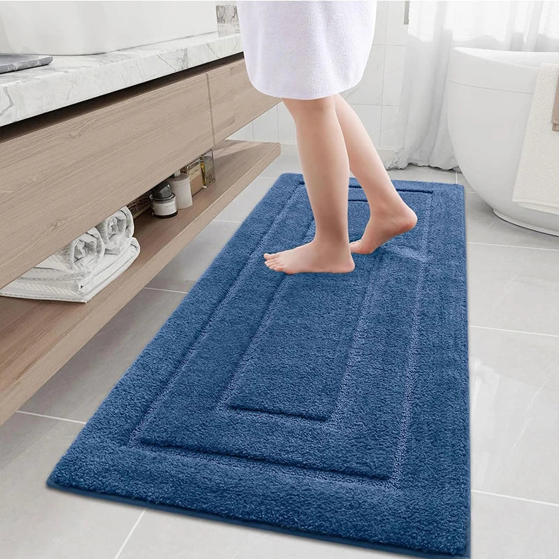 Microfiber bath mat non-slip with double frame structure