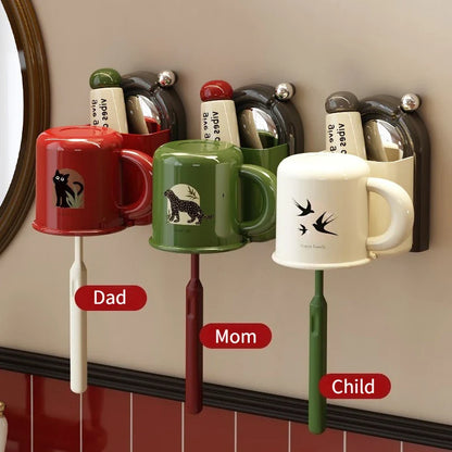 Toothbrush holder with cup – wall mount without drilling