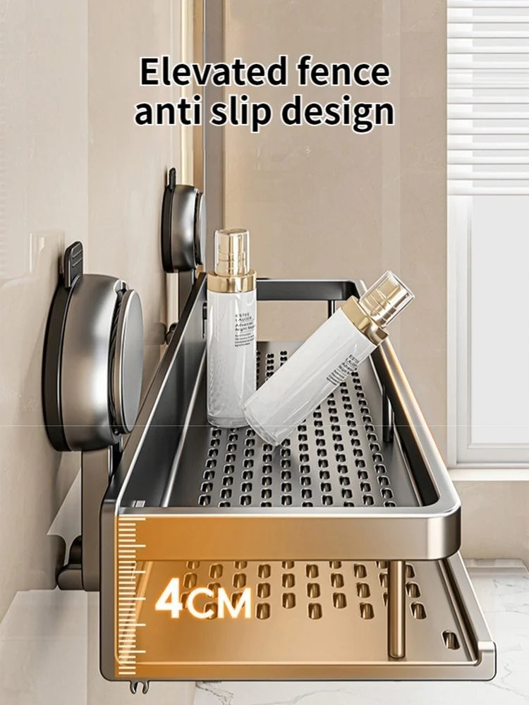 Bathroom shelf with suction cup – No drilling required