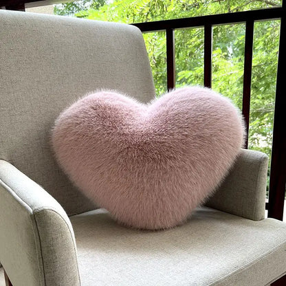 Heart-shaped soft faux fur pillow – decorative heart-shaped pillow cm