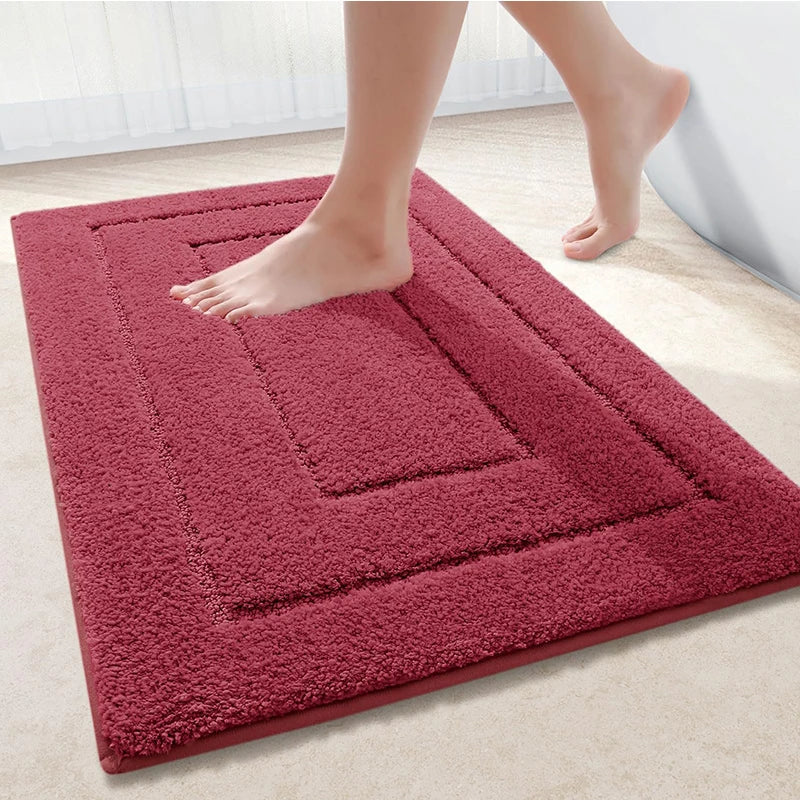 Microfiber bath mat non-slip with double frame structure