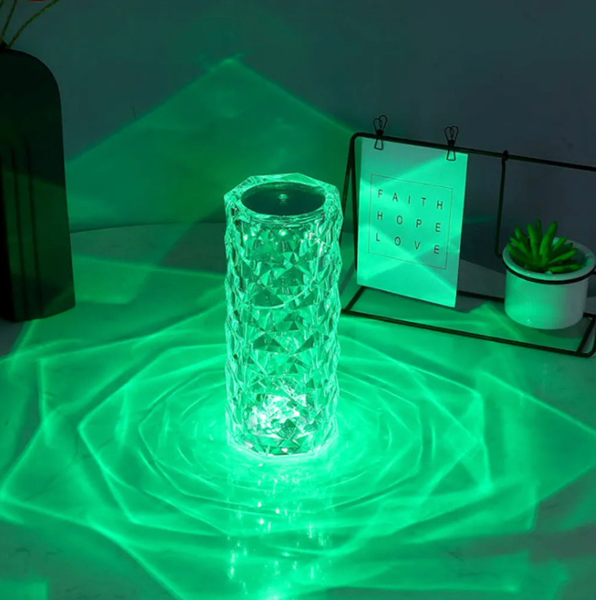 LED crystal lamp with remote control – 16 colors, touch sensor