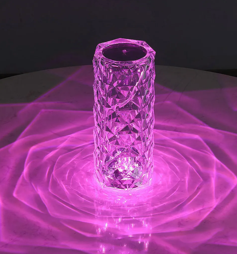 LED crystal lamp with remote control – 16 colors, touch sensor