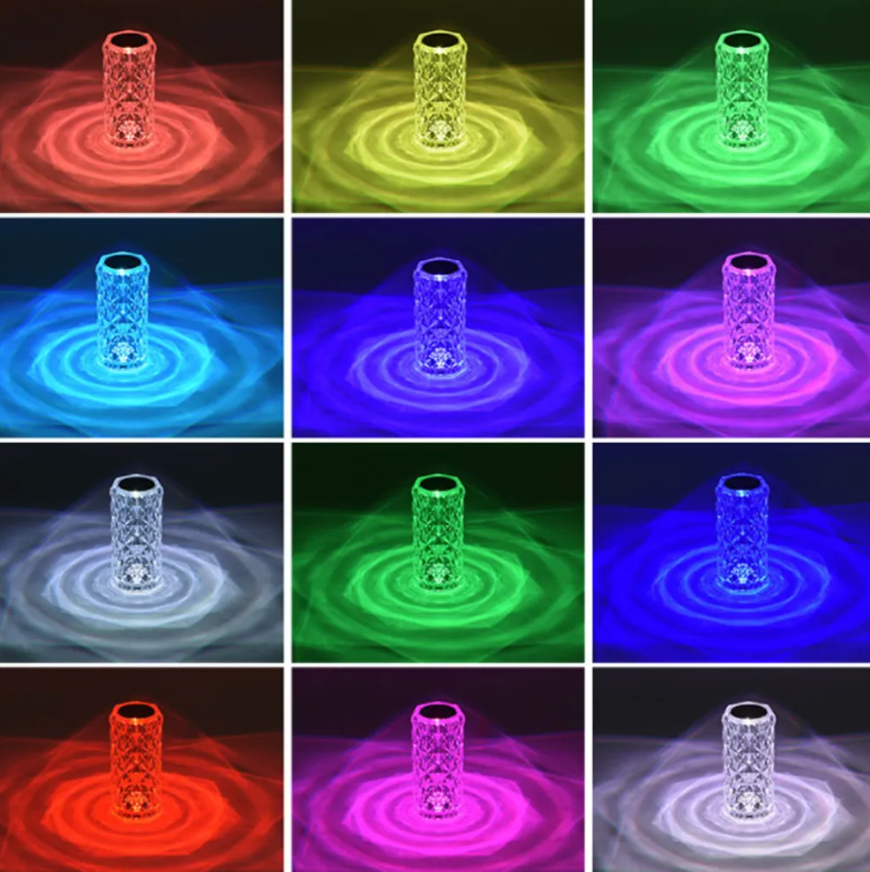 LED crystal lamp with remote control – 16 colors, touch sensor