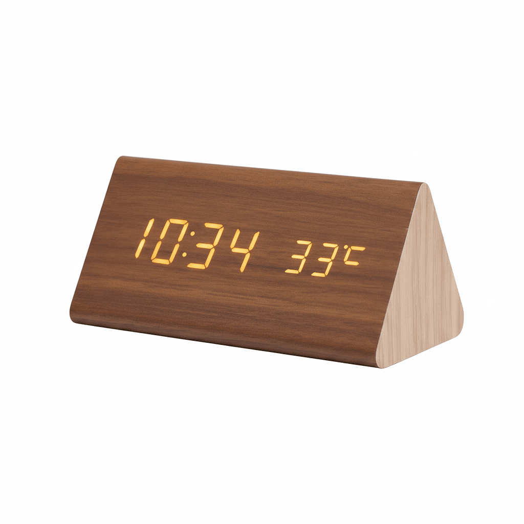 LED wooden watch with voice control