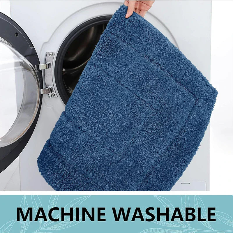 Microfiber bath mat non-slip with double frame structure