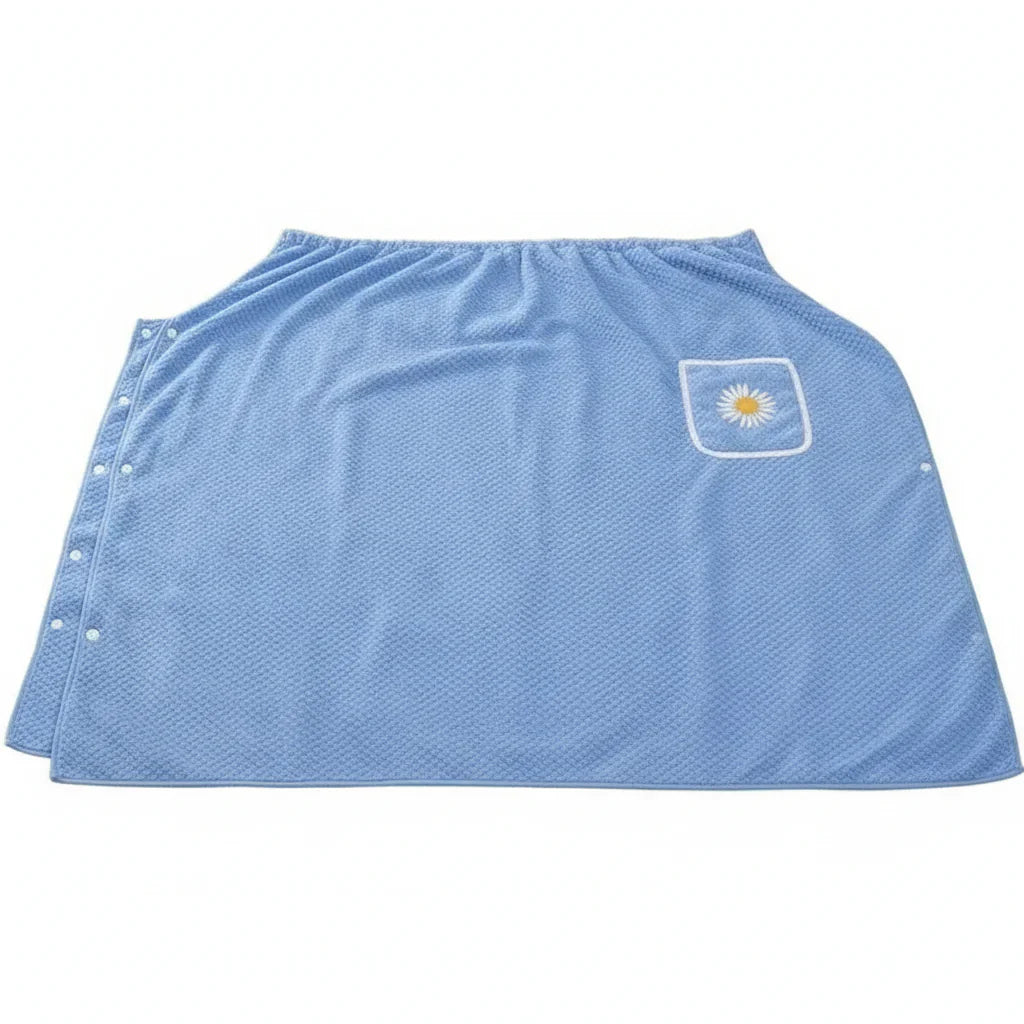 Wearable bath towel with straps