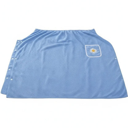 Wearable bath towel with straps