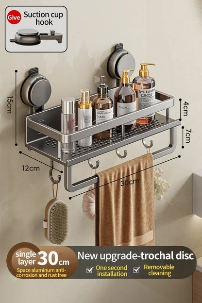 Bathroom shelf with suction cup – No drilling required