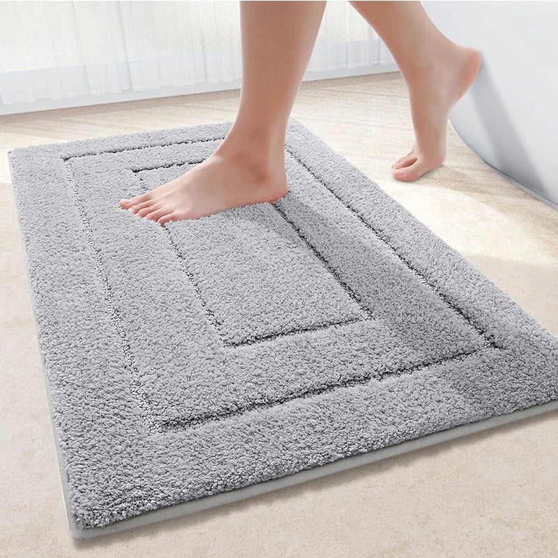 Microfiber bath mat non-slip with double frame structure