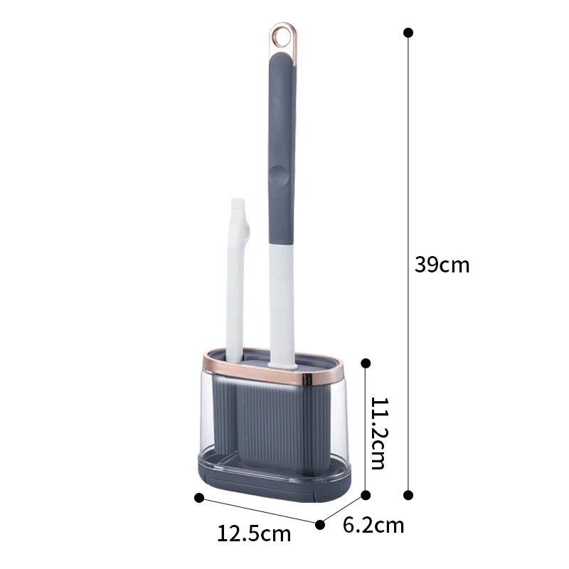 Silicone Toilet Brush Set with Wall Mount & Drain Cleaner