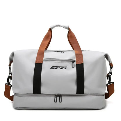 Sports bag with shoe compartment and wet-dry separation