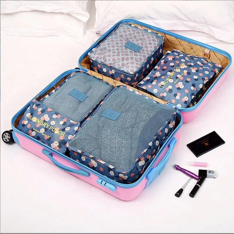 6-piece waterproof packing cube set – suitcase organizer